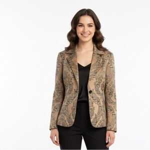 KASPER Gold Black Paisley Classic Blazer Size 12